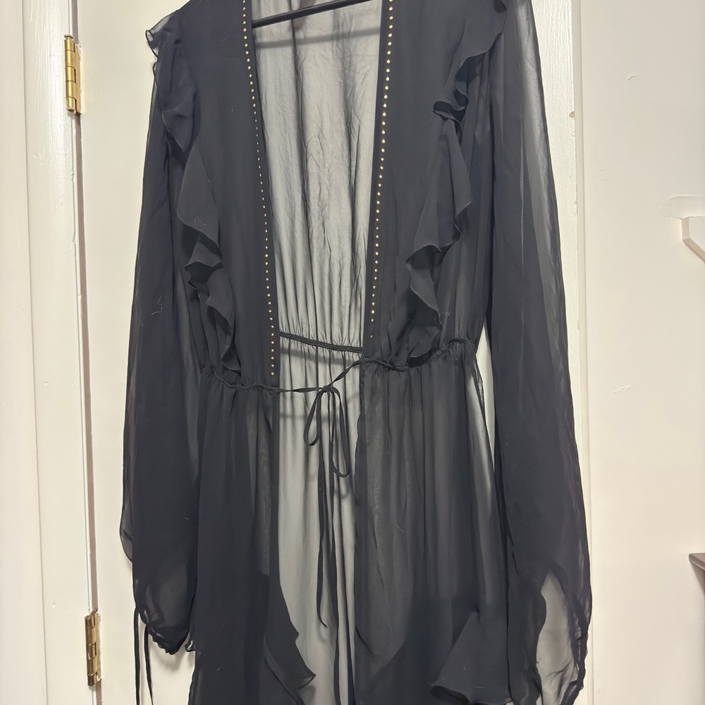 Victoria’s Secret Sheer Black Ruffled Robe